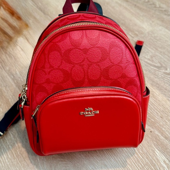Coach Mini Signature Red Backpack-Authentic - Picture 1 of 16